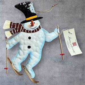 Vintage Home Interiors Metal Snowman Ornament - NWT